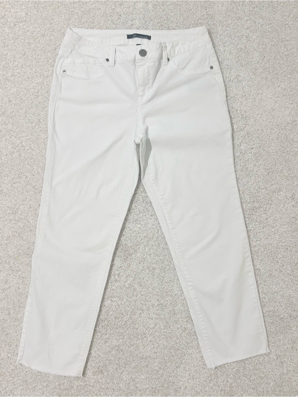 AG Adriano Goldschmied Women's White Cropped Jeans - Straight Fit Size 10